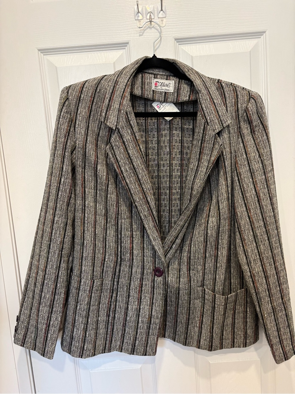 Vintage D’allairds Women’s Striped Blazer Jacket - Gray #1186
